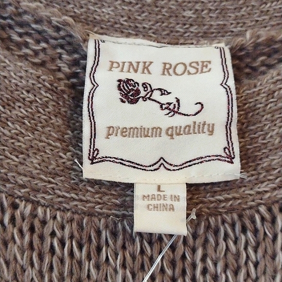 🌸NWT Pink Rose Taupe Sweater Dress with Pockets & Button Detail - Picture 3 of 6